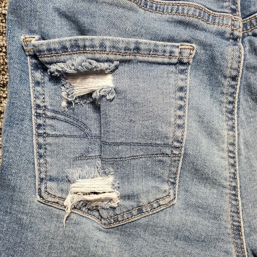 American Eagle Super Stretch Hi-Rise Shortie Denim Cutoff Shorts Women 4 Blue